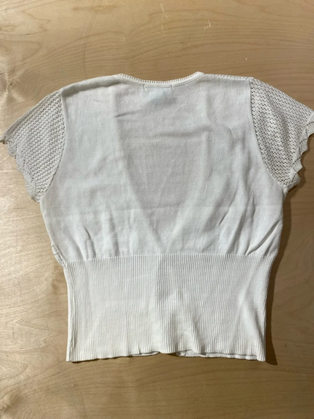 NY Collection White Cropped Knit Cardigan Large (RE) - Picture 6 of 6